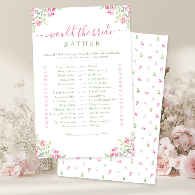 Lámina VIbrant Pink Floral Would the bride rather Game (Subido por el creador)