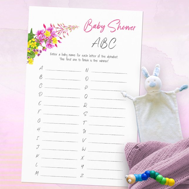 Lámina Vibrante juego Baby Shower de Wildflower (Vibrant Wildflower Baby Shower ABC Game ©Susanne Sachers - Sunny Mind Design 🌞)