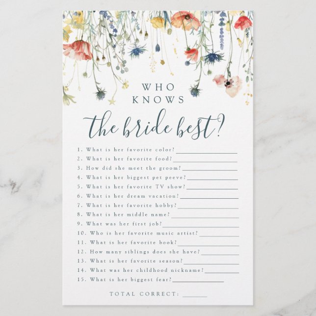 Lámina Vibrante Juego de la Flor Silvestre: ¿Quién Conoce (Anverso)