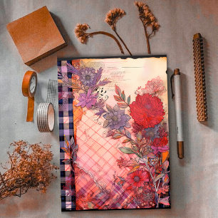 Lámina Vibrante Papel de cuadernillo de colores florales