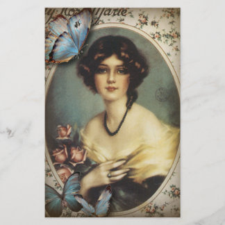 Lámina victoriana vintage floral retro paris mujer