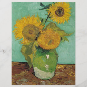 Lámina Vida fija - Vase con tres girasoles, Van Gogh