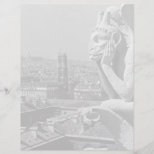 Lámina Vieja Francia París Notre Dame Catedral pensadora