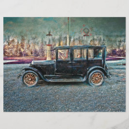 Lámina Viejo auto Rústico Vintage Antiguo Negro