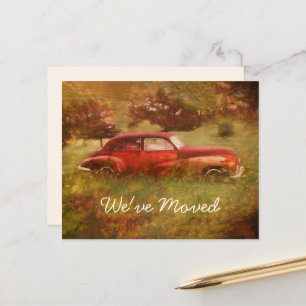 Lámina Viejo Viejo Viejo Coche Rojo Presupuestario Nuevo 