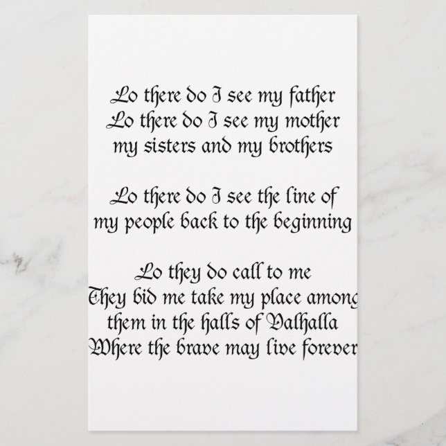 Lámina Viking Prayer Lo Veo A Mi Padre (Anverso)
