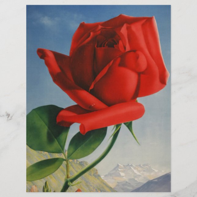 Lámina Viñage Montreux Red Rose Suiza Lago Ginebra (Anverso)