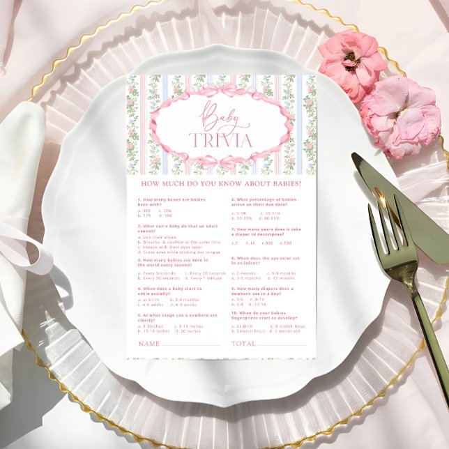 Lámina Viñeta Floral Bow Baby Shower Baby Trivia (Subido por el creador)