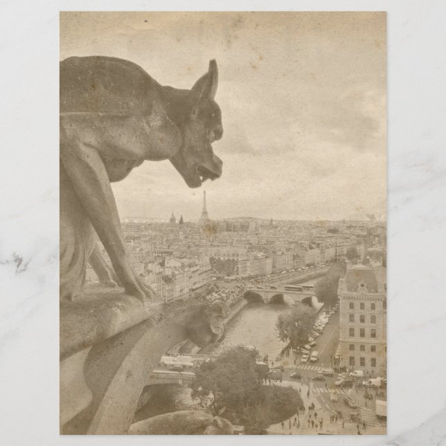 Lámina Viñeta Sepia Paris Gargoyle Scrapbook (Anverso)