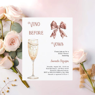 Lámina Vino antes de la promesa de arco rosado Invitación