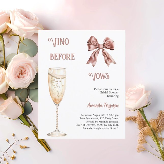 Lámina Vino antes de la promesa de arco rosado Invitación (Subido por el creador)