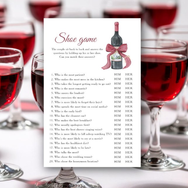 Lámina Vino before Vows Bridal shower Shoe game (Subido por el creador)