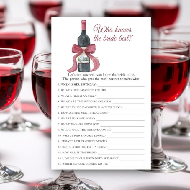 Lámina Vino before Vows Who knows the bride best (Subido por el creador)