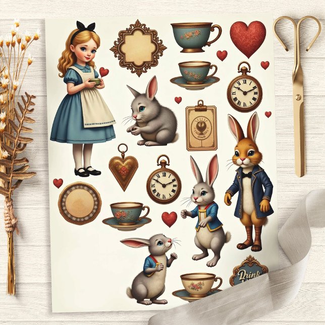 Lámina Vintage Alice Fussy Cut Wonderland Design (Subido por el creador)