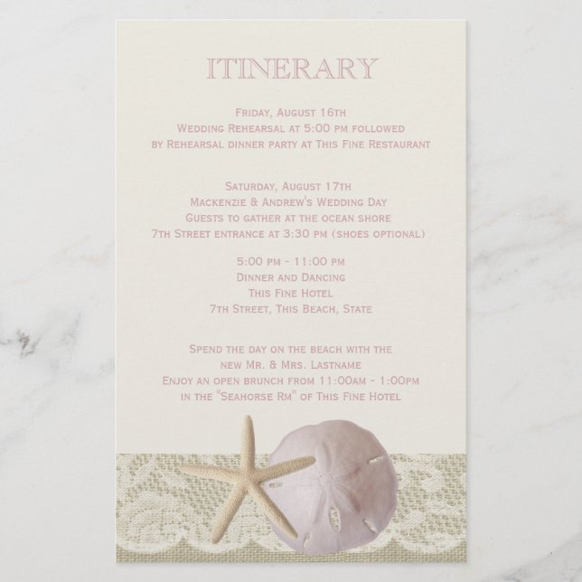 Lámina Vintage Beach Itinerary (Anverso)