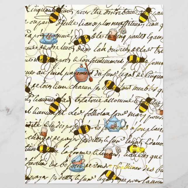 Lámina Vintage Bee and Tea Decoupage Scrapbook (Anverso)