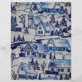 Lámina Vintage Blue Navidades Holiday Village