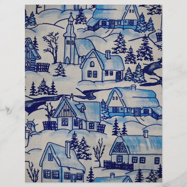 Lámina Vintage Blue Navidades Holiday Village (Anverso)