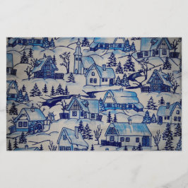 Lámina Vintage Blue Navidades Holiday Village