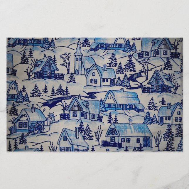 Lámina Vintage Blue Navidades Holiday Village (Anverso)