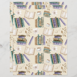 Lámina Vintage Books Scrapbook Paper in Cream