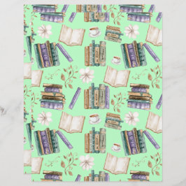 Lámina Vintage Books Scrapbook Paper in Green