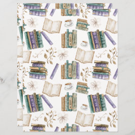 Lámina Vintage Books Scrapbook Paper in White