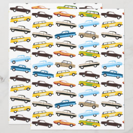 Lámina Vintage Cars Scrapbook Paper