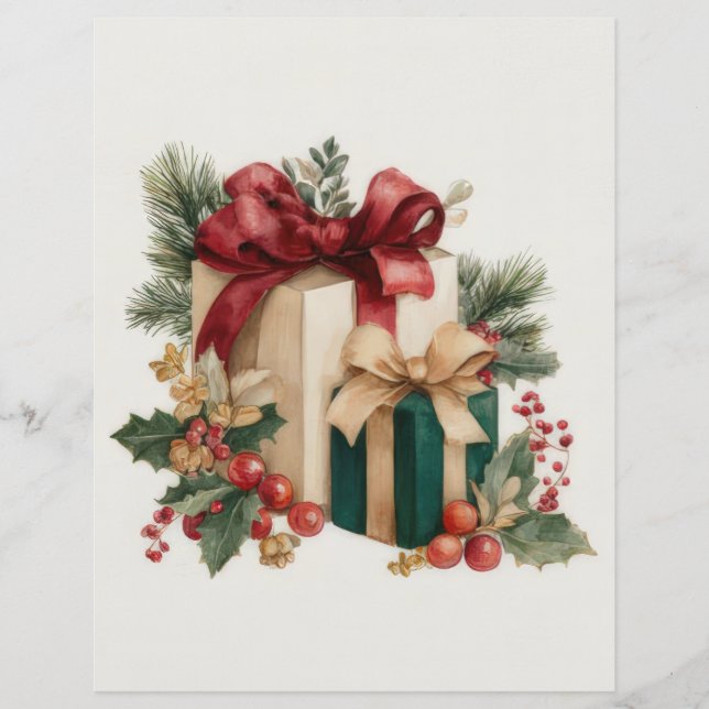 Lámina Vintage Christmas Gifts Scrapbook Paper (Anverso)