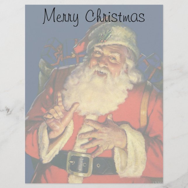 Lámina Vintage Christmas, Jolly Santa Claus con juguetes (Anverso)