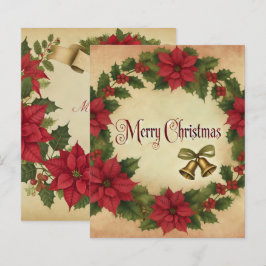 Lámina Vintage Christmas Poinsettia Wreath Scrapbook