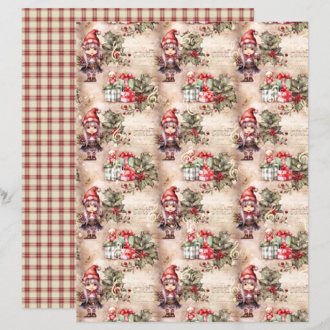Lámina Vintage Christmas Scrapbook Paper (Anverso / Reverso)