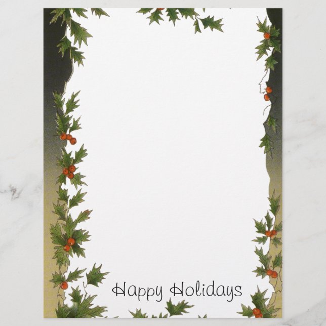 Lámina Vintage Christmas, Victorian Holly deja Berries (Anverso)