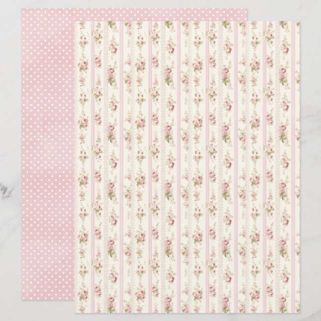 Lámina Vintage Coquette Rose Floral Scrapbook Paper (Anverso / Reverso)