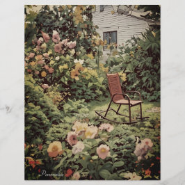 Lámina Vintage Country Home Garden Floral Scrapbook Paper