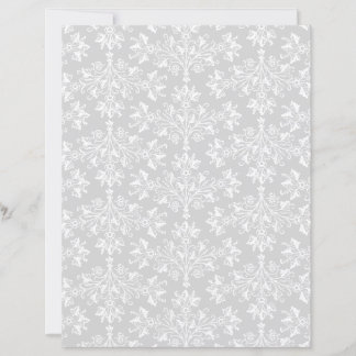 Lámina Vintage Damask Pattern in White on Light Gray