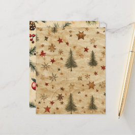 Lámina Vintage de Navidad en el cuaderno de pergamino