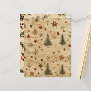 Lámina Vintage de Navidad en el cuaderno de pergamino