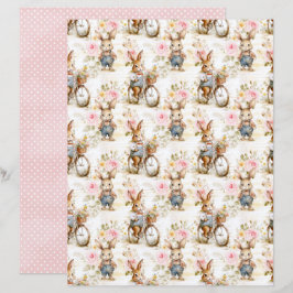 Lámina Vintage Easter Bunny Scrapbook Paper