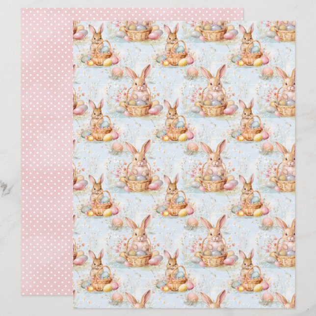 Lámina Vintage Easter Bunny Scrapbook Paper (Anverso / Reverso)