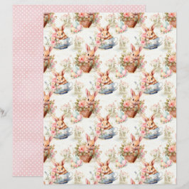 Lámina Vintage Easter Bunny Scrapbook Paper