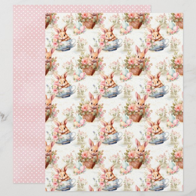 Lámina Vintage Easter Bunny Scrapbook Paper (Anverso / Reverso)