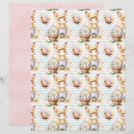 Lámina Vintage Easter Bunny Scrapbook Paper