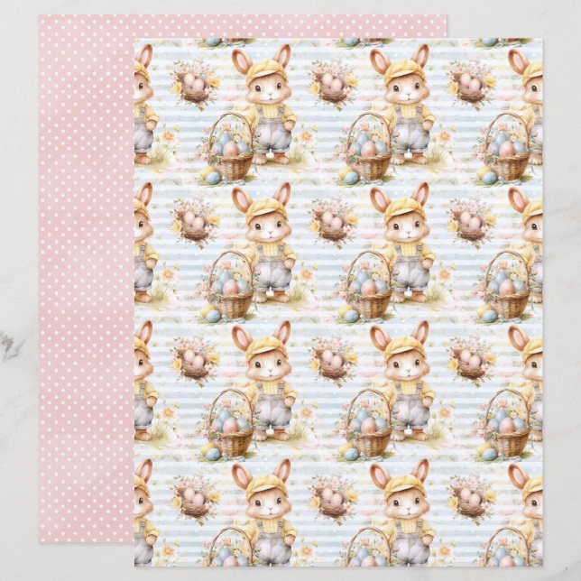 Lámina Vintage Easter Bunny Scrapbook Paper (Anverso / Reverso)