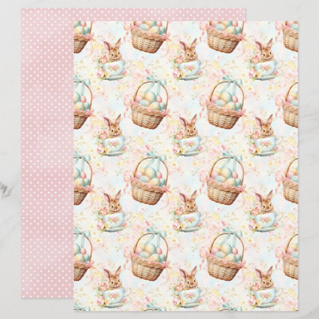 Lámina Vintage Easter Bunny Scrapbook Paper (Anverso / Reverso)