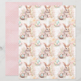Lámina Vintage Easter Bunny Scrapbook Paper