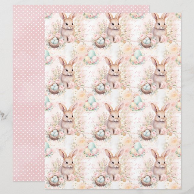 Lámina Vintage Easter Bunny Scrapbook Paper (Anverso / Reverso)