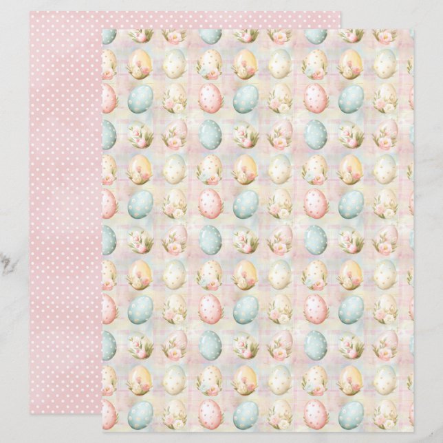 Lámina Vintage Easter Eggs Scrapbook Paper (Anverso / Reverso)