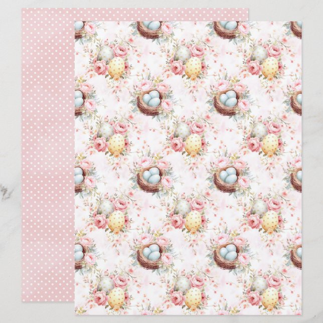 Lámina Vintage Easter Eggs Scrapbook Paper (Anverso / Reverso)