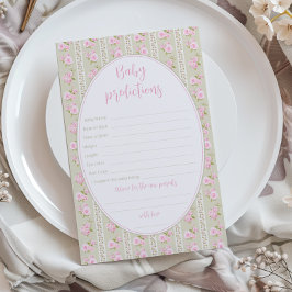 Lámina Vintage Floral Baby Predictions and Advice card